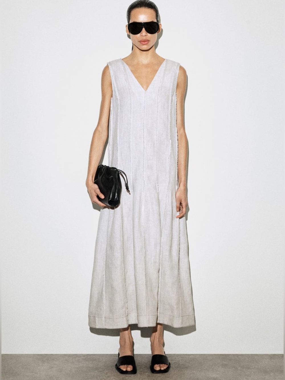 NEW. COS Sculpted Pleated Linen Midi Dress. NWT